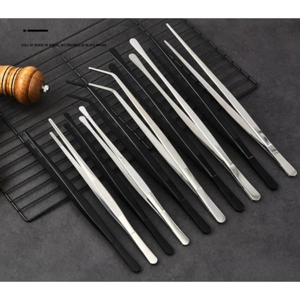 30 cm rustfri stål skridsikre pincet sæt med 2, multifunktionelle griptænger til madlavning og grillning Silver Silver