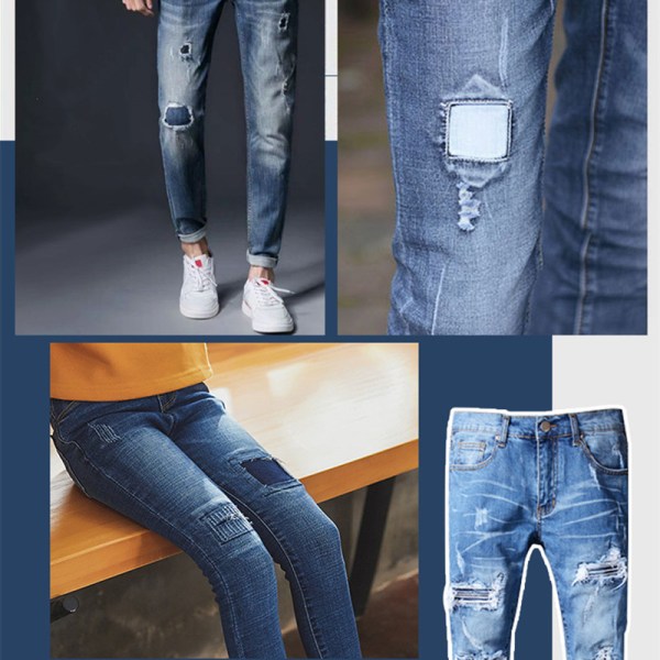 Stryka på lagningslappar för jeans 24 st Denim blå