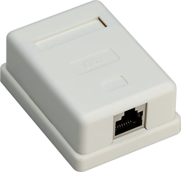 1-port RJ45-kopplingsdosa, CAT 6, STP, vit