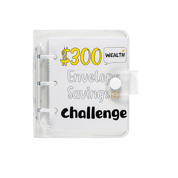 Money Saving Challenge Binder - Mini Cash Envelope System - 300 dollarin tavoite Valkoinen