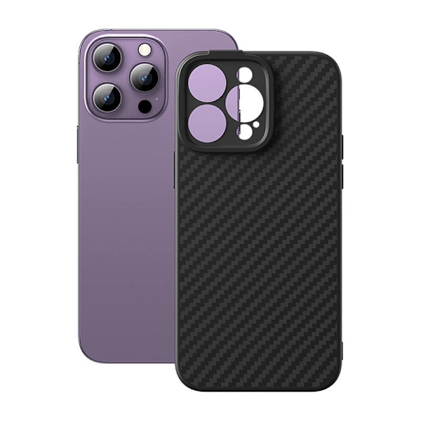 Magnetisk etui Baseus Synthetic Fiber Series til iPhone 14 Pro (sort)+ hærdet glas + rensesæt
