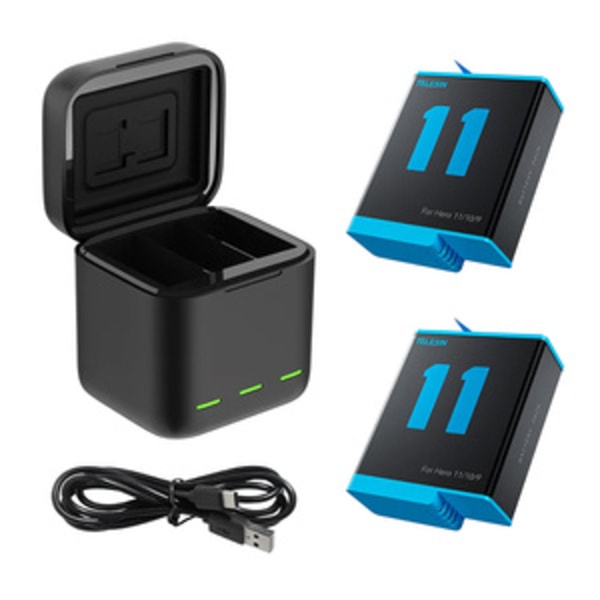 Telesin 3-slots laddare för GoPro Hero 9 / Hero 10 / Hero 11 / Hero 12 + 2 batterier (GP-BNC-901)