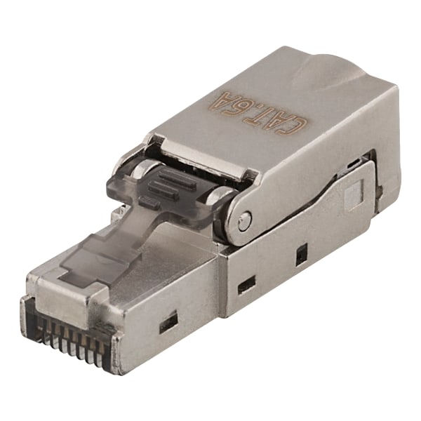 RJ45 plug Cat6A, shielded, tool-less, metal