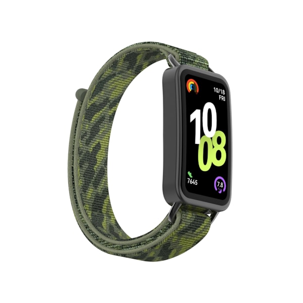 Snyggt nylonband för Huawei Band 10/9/8 med metalladaptrar Grön