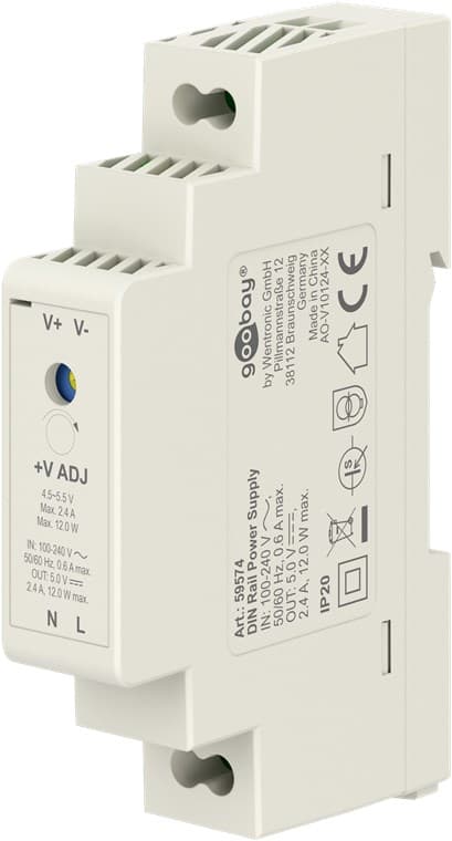 Strömförsörjning för DIN-skena 5 V (DC), 2,4 A, 12 W