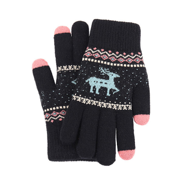 Stickade Handskar - Dubbelfodrade med Polarfleece Svart