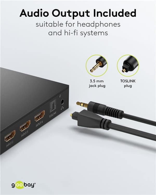 HDMI switch box 4 til 1 med lydudgang