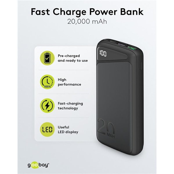 Snabbladdning powerbank 20.000 mAh med Power Delivery