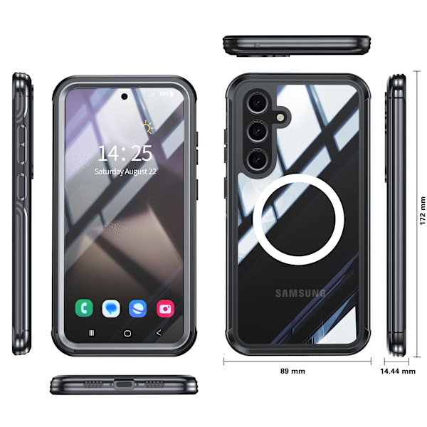 Samsung Galaxy S24 FE Cover, 9H Hærdet Glas Bagside Sort
