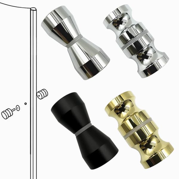 H-formet dobbeltsidet greb til glasdør - sort 304 rustfrit stål, passer til 6-19mm glas, 6.2cm x 3cm x 3cm Black Black