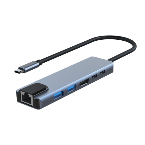 INF USB-C multiportadapter USB-A, USB-C, HDMI, RJ45 Grå