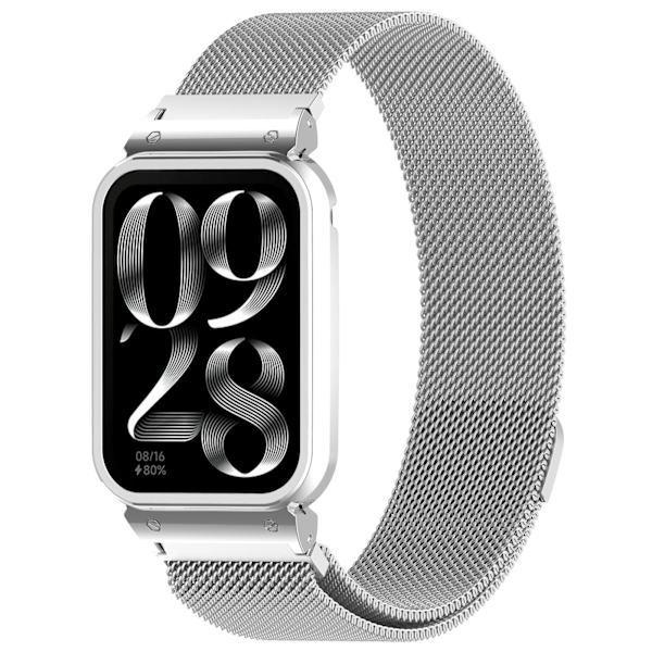 Klockarmband för Xiaomi Mi Band 8 Pro - Metallram med Milanese Loop Silver