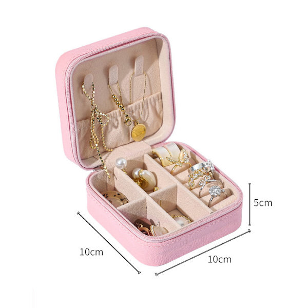 Mini smyckeskrin - Elegant PU-läder Rosa