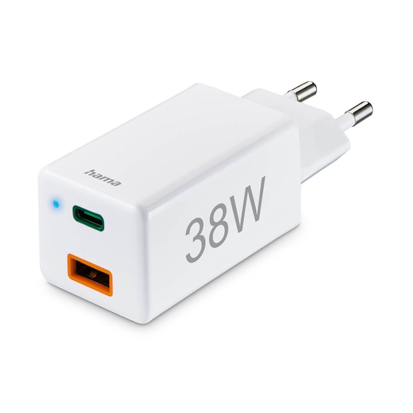 Miniladdare USB-C + USB-A Qualcomm 3.0 38W Vit Vit