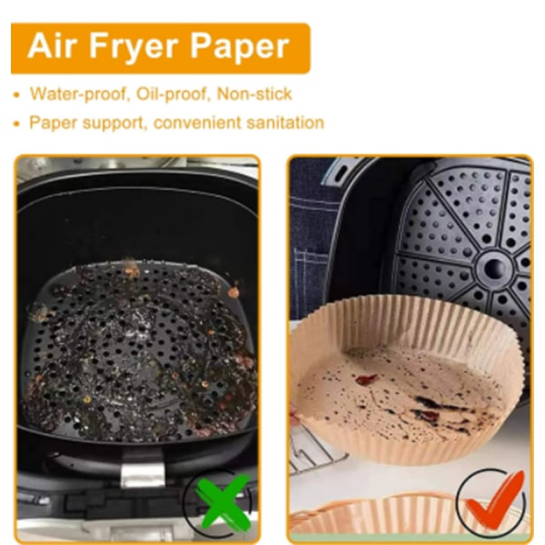 Air Fryer kertakäyttöpaperi rasvakeittimiin 100 kpl Ruskea 23 cm Ruskea 23 cm