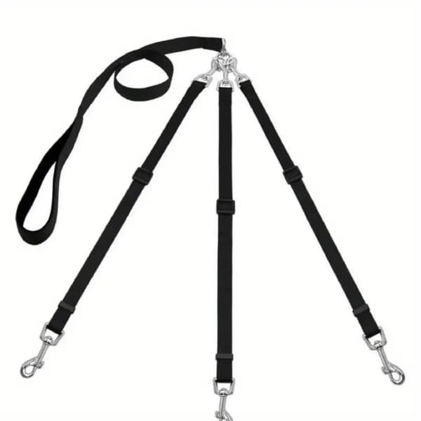 Trippelkoppel 3-i-1 infällbart polyesterkoppel med metall och ABS-kontakter, svart, längd:90cm bredd:2.5cm