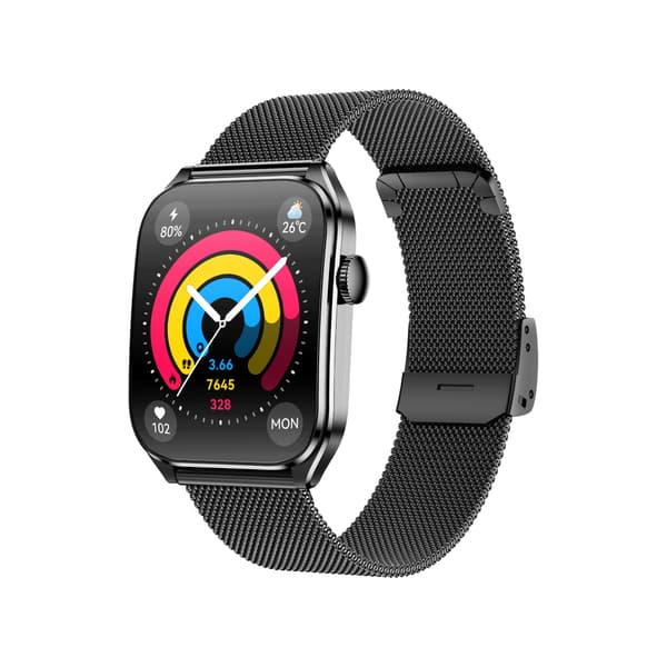 Multifunktionell Smartwatch med AMOLED-skärm, Bluetooth-samtal och Hälsoövervakning Black Black