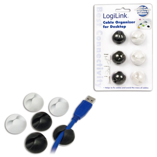 LogiLink Kabelhållare själhäftande 6-pack