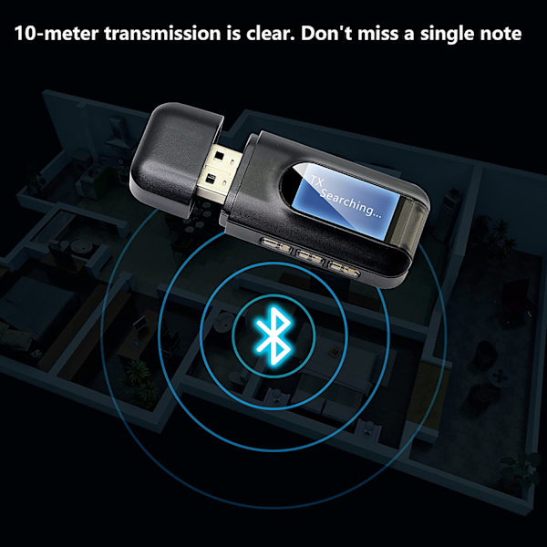 2-in-1 Bluetooth-äänilähetin/vastaanotin Bluetooth-sovitin 5.0 Musta