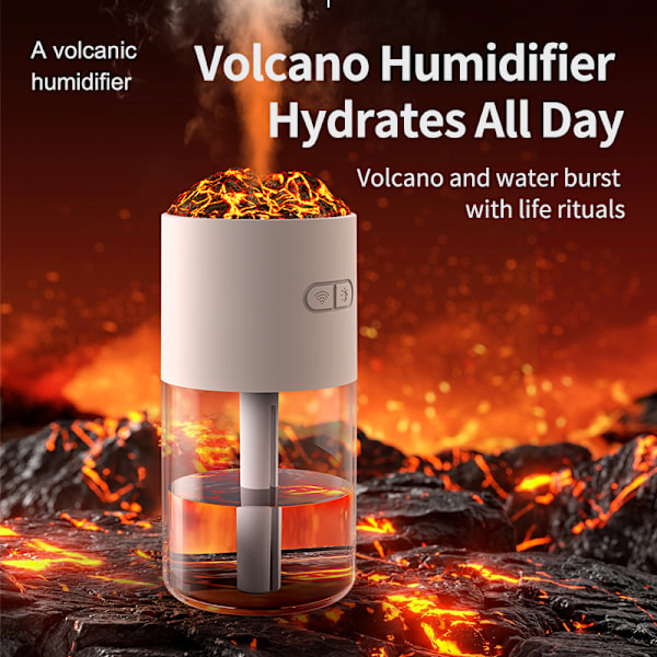 Vulkan Luftfugter HS02: Simuler Flamme med 7-Farvet Lys Hvid