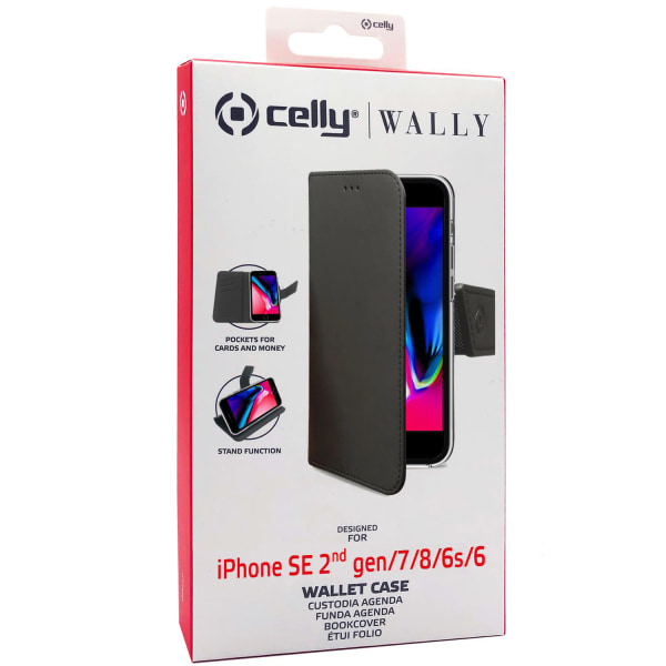 Celly Wallet Case iPhone 7/8/SE 2020/SE 2022 Svart