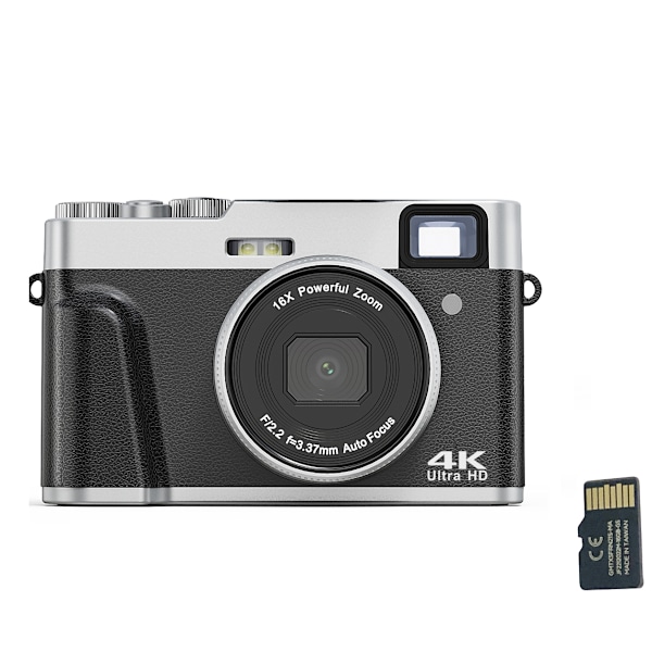 INF Digitalkamera 4K/48MP/16X Zoom/Autofokus/Sökare/Anti-Shake med 32GB kort