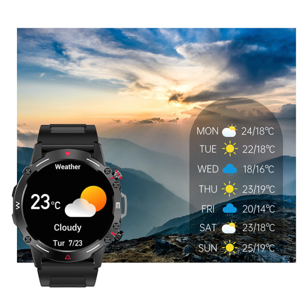Smartwatch / sportklocka med Bluetooth-samtal Svart