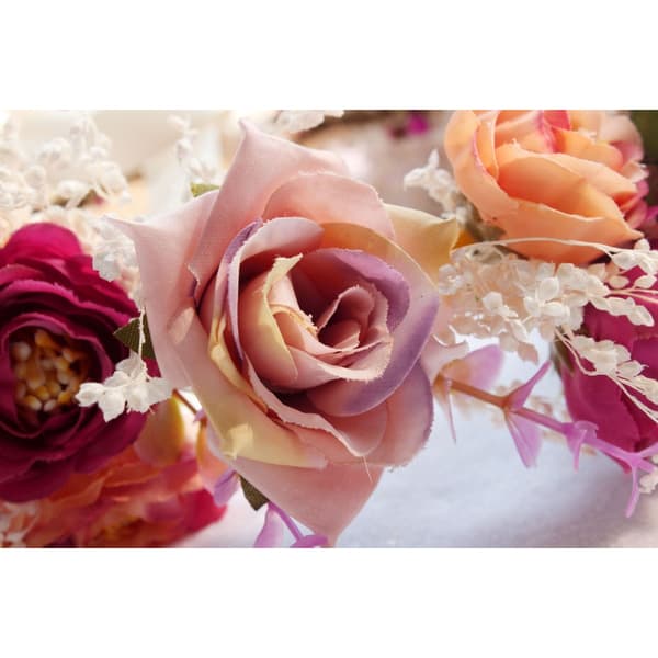 Blomsterkrone til brud - justerbar polyester blomsterkrone til bryllup, brudepiger, forlover, strand, festival og fotografering, let polyester og plas