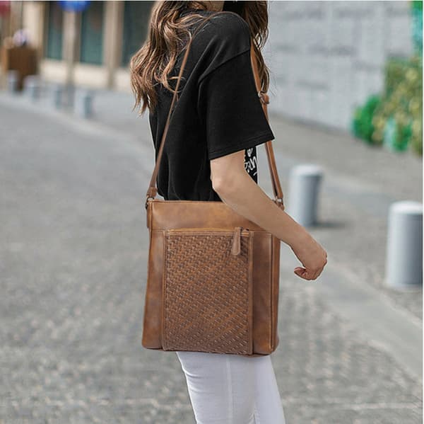 Stilren Vävd Axelväska - Elegant & Rymlig Design Brown Brown