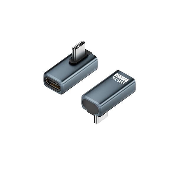 240W 80Gbps USB-C hun til han adapter - ret vinkel (2-pak) - Hurtig opladning og dataoverførsel Grey Grey