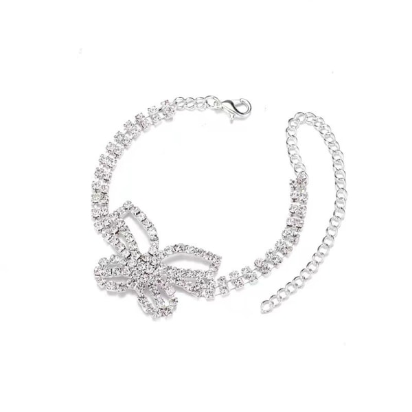 Strass anklet Butterfly Justerbar Bohemisk Silver