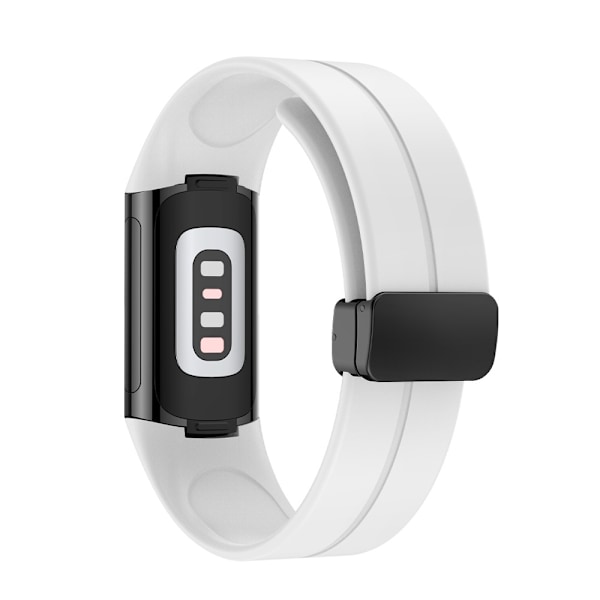 Silikonarmband med magnetiskt spänne för Fitbit Charge 5/6 Vit