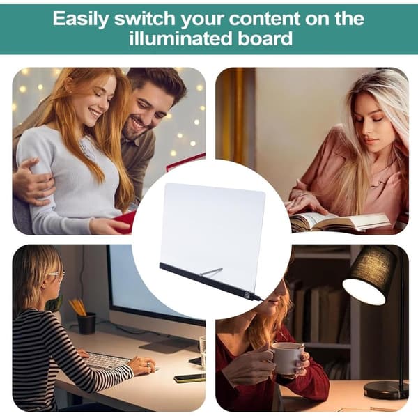 DIY Transparent LED Message Board - Ljus Upp Raderbar Akryl Ritbord med USB-C Medium Medium