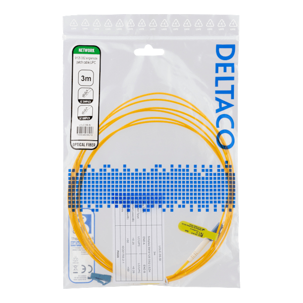 OS2 Fiber cable, LC – LC, simplex, singlemode, UPC, 3m