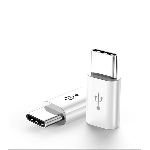 Android til USB-C-adapter til hurtig opladning og dataoverførsel, 2-pak kort adapter med PD 5A til Android-enheder, plug-and-play til rejse og daglig White