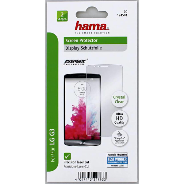 HAMA Skärmskydd LG G3 Crystal Clear 2pack