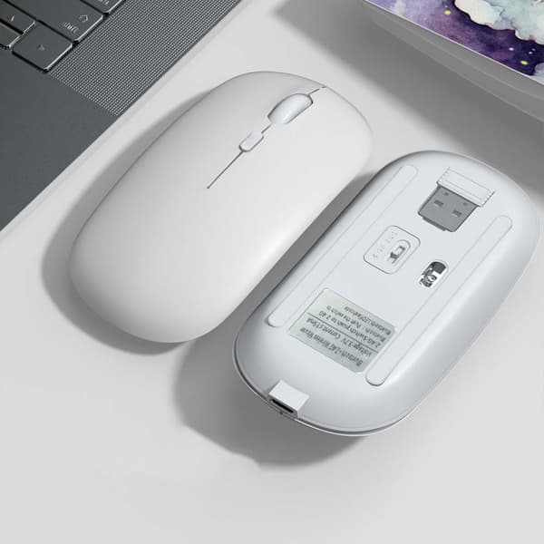 Trådlös Mus 2.4G - Tyst Optisk Datormus White White