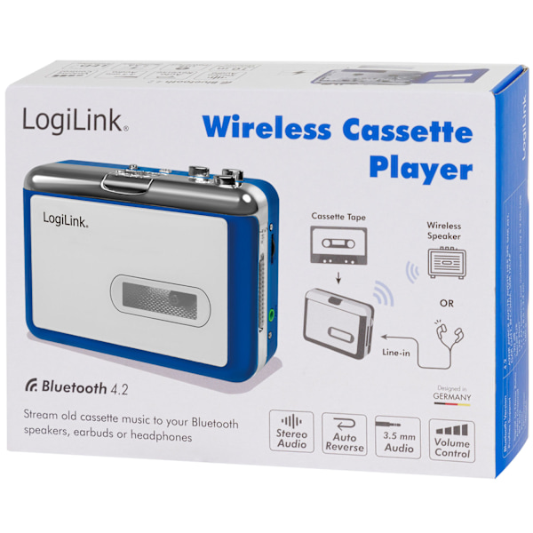 Kassettbandspelare för Bluetooth-hörlurar/högtalare