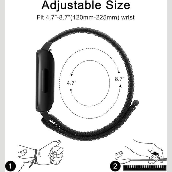 Nylon Loop Hook and Loop Rem Kompatibel med Fitbit Inspire 3 - Fås i Flere Farver Grey Grey