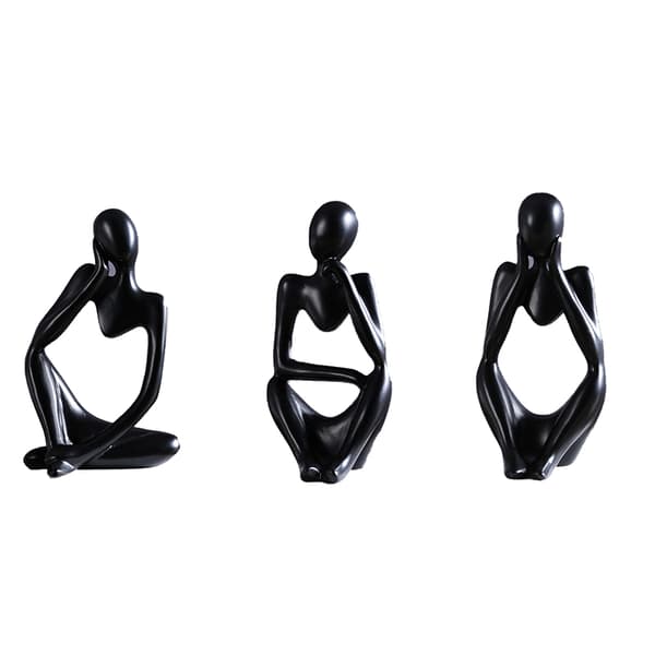 Abstrakta Figurdekorationer - Set om 3 Black Black