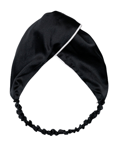 100% silkeshårband med bred brätte Black Black