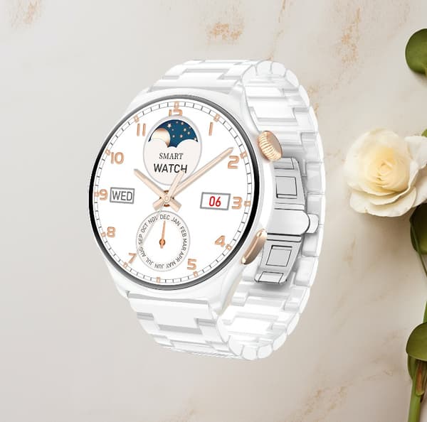 MX16 Smartwatch: 1.43" HD-skærm, Bluetooth-opkald White + Silver White + Silver