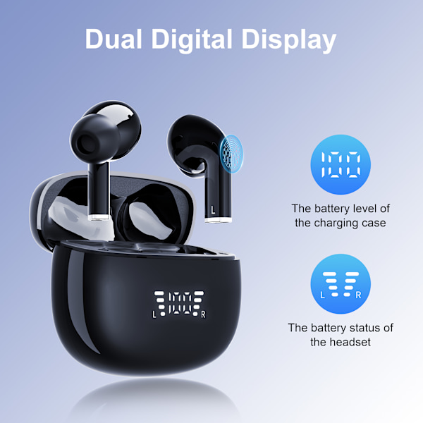 SP26 Svarta Bluetooth-hörlurar: Trådlös 5.3, Lång Batteritid