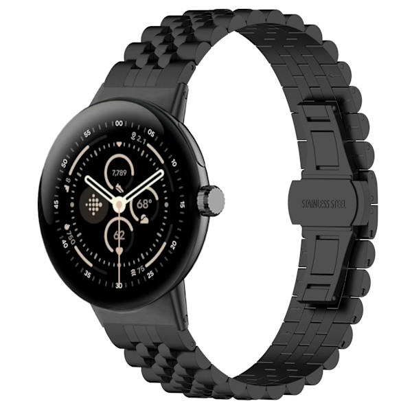 Google Pixel Watch3 45 mm rem i rustfrit stål Sort