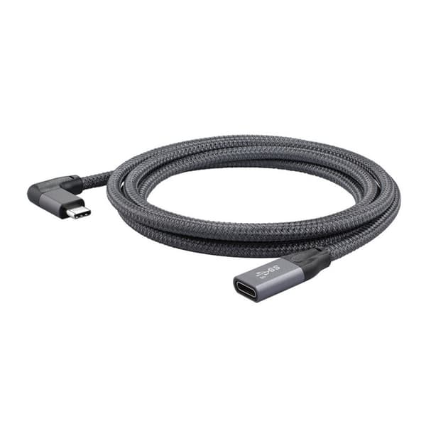 100W USB-C forlængerkabel - 20Gbps data & 4K video - vinkelret design 1.5m 1.5m