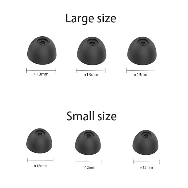 Öronkuddar för Samsung Galaxy Buds 2 in-ear hörlurar 3,8 mm 3 par Svart