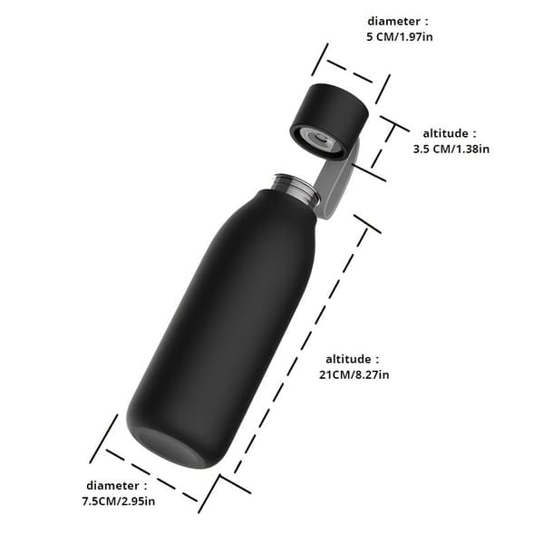 Älykäs vesipullo UV-steriloinnilla - 750ml Black Black
