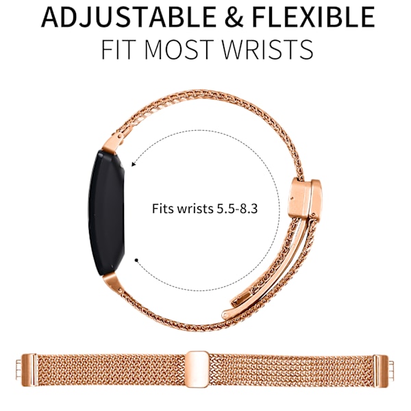 Milanese armband i rostfritt stål för Fitbit Inspire 1/HR/Inspire 2 Rose guld