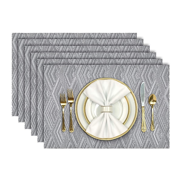Sæt med 6 Dækkeservietter Grey Grey