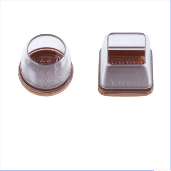 Läpinäkyvät tuolinjalan suojukset - 8 kpl DarkBrown circle L DarkBrown L